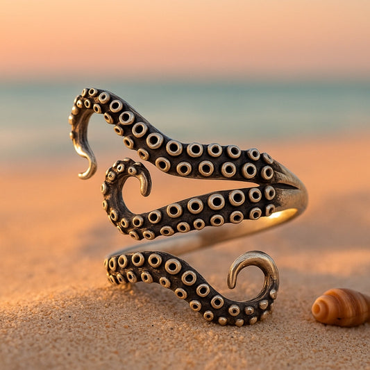 Tentacles Adjustable Silver Ring