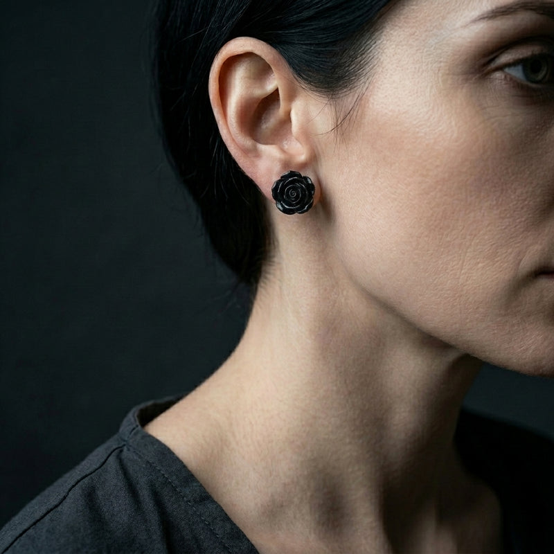 Eternal Black Rose Earrings