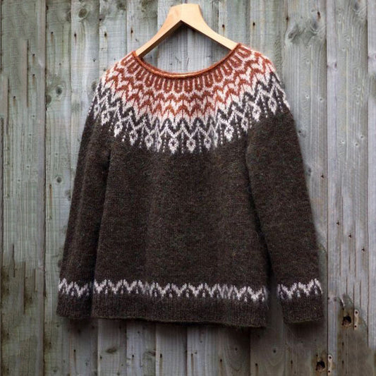 Vintage Geometric Crew Neck Pullover Knitted Sweater elevenforest