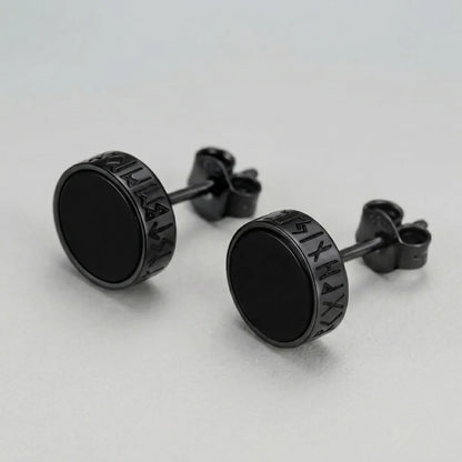 Rune-patterned black studs Earrings
