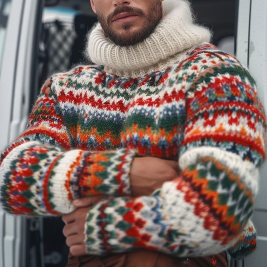Men's Fairman Island Jacquard Warmth Knitted Turtleneck Sweater elevenforest