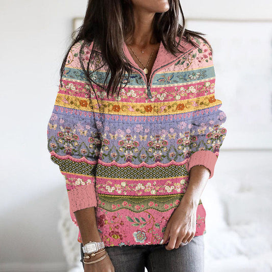 Retro Ethnic Wavy Button Down Cozy Sweater elevenforest