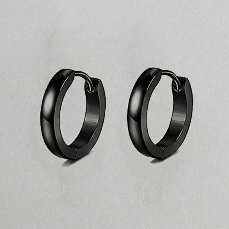 Black Stainless Steel Huggie Hoop Earrings