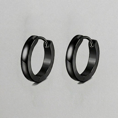 Black Stainless Steel Huggie Hoop Earrings