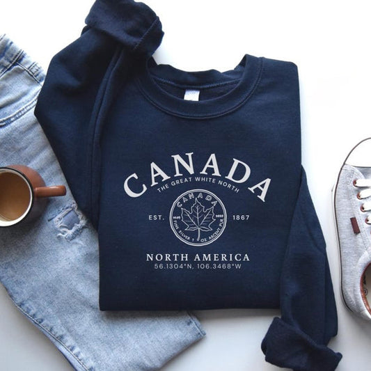 Comstylish Women's Canada Maple Leaf Print Sweatshirt