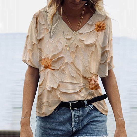 Comstylish Vintage Flower Bud Print Women'S T-Shirt