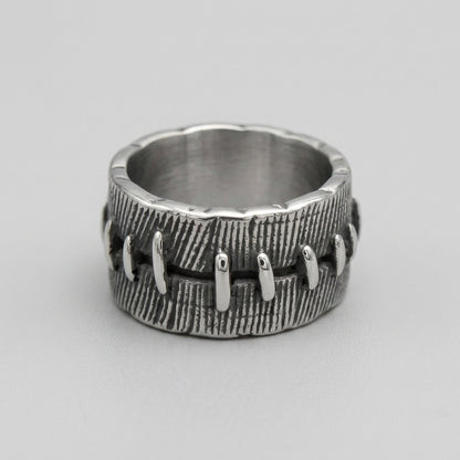 Stitched Wound Texture Wide Band Ring