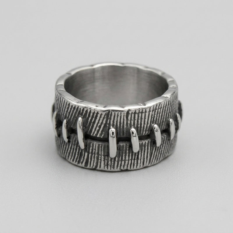 Stitched Wound Texture Wide Band Ring