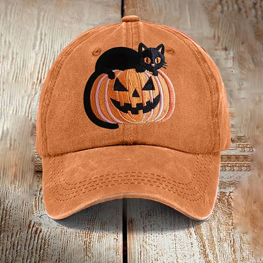 Halloween Cat Print Bat Hat artswardrobe