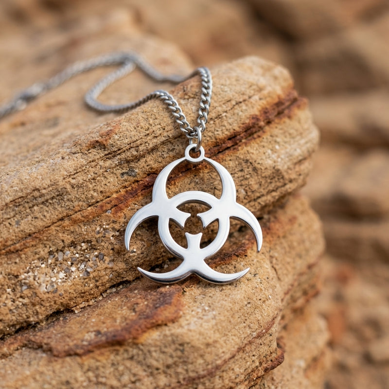 Industrial Biohazard Cutout Necklace