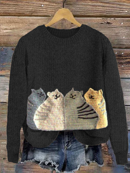 Cute Cats Knit Cozy Sweater elevenforest
