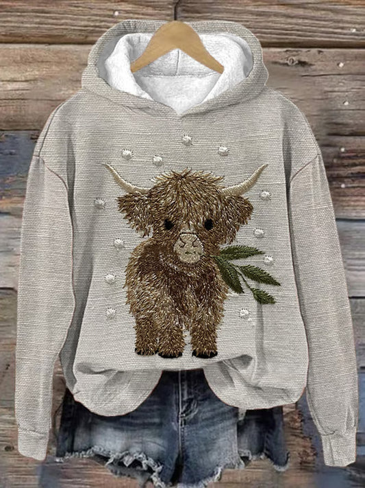 Comstylish Women's Highland Cow Print Hoodie