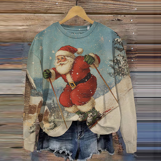 Comstylish Santa Claus Skiing Sweatshirt