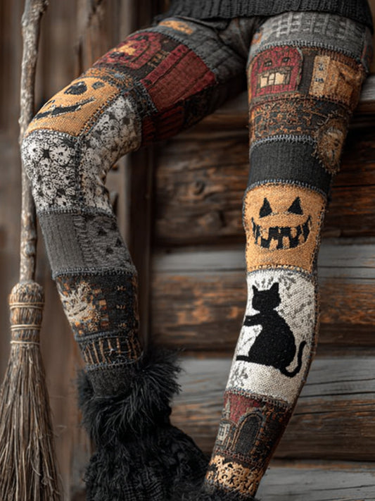 Halloween Women's Atmosphere Patchwork Vintage Pants elevenforest