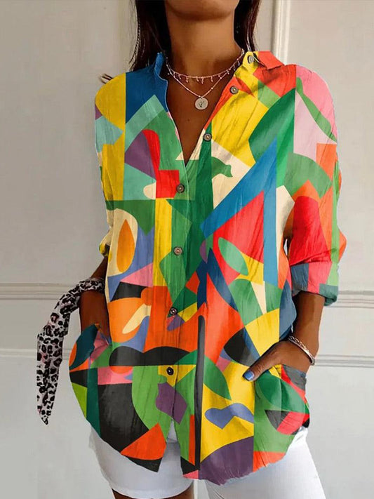 Comstylish Colorful Geometric Abstract Art Women's Shirt