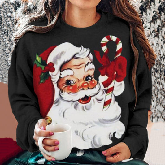 Comstylish Women's Christmas Santa Print Sweatshirt