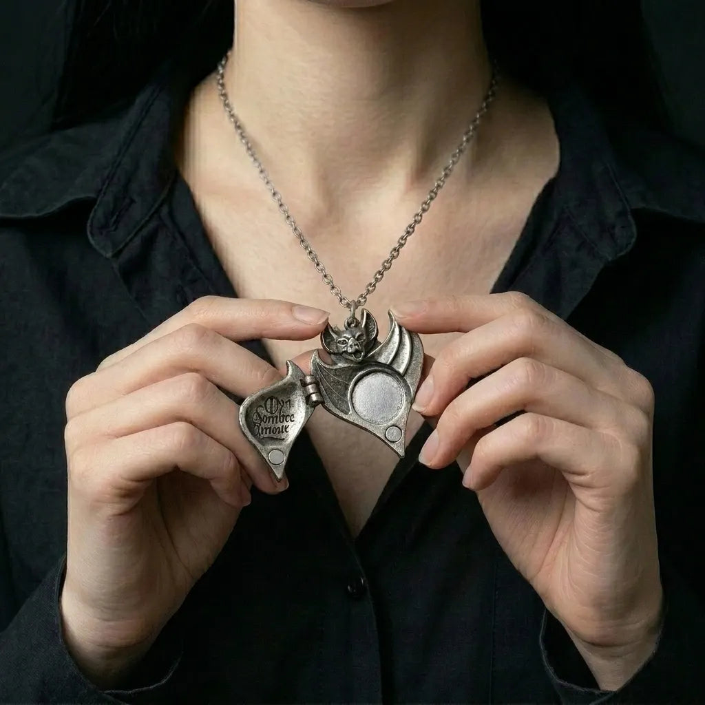 Cursed Bat Gothic Locket Necklace