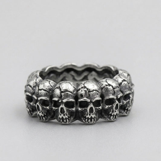 Stacked Skull Band Ring