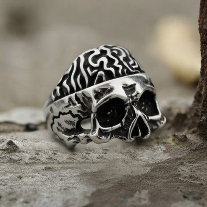 Twisted Flame Skull Signet Ring