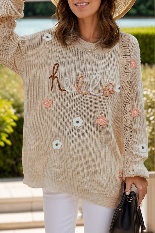 Romy® | Long-sleeved sweater with a floral crew neck
