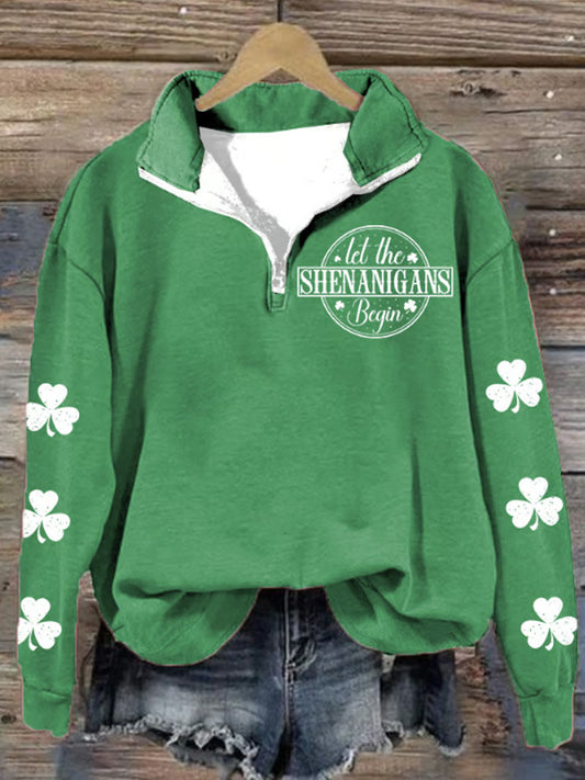 Comstylish Women's Let The Shenanigan Begin St. Patrick's Day Print Casual Sweatshirt