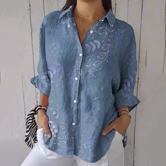 Women's Purple Art Floral Shirt artswardrobe