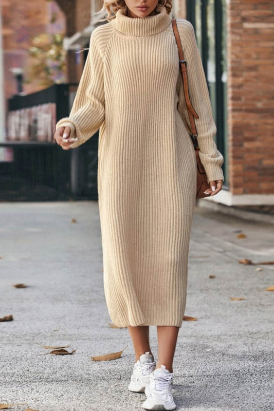Eva® | High-neck rib-knit sweater dress