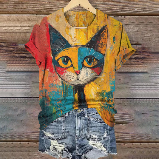 Pop Art Painting Cat Art Pattern Vintage T-shirt elevenforest
