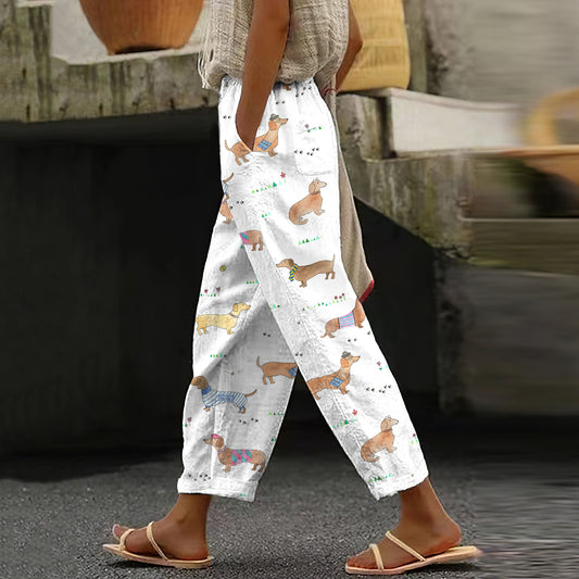 Women's Vintage Dachshund Casual Pants artswardrobe