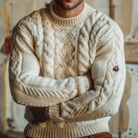 Men's Vintage Hand-knitted Warm Sweater artswardrobe