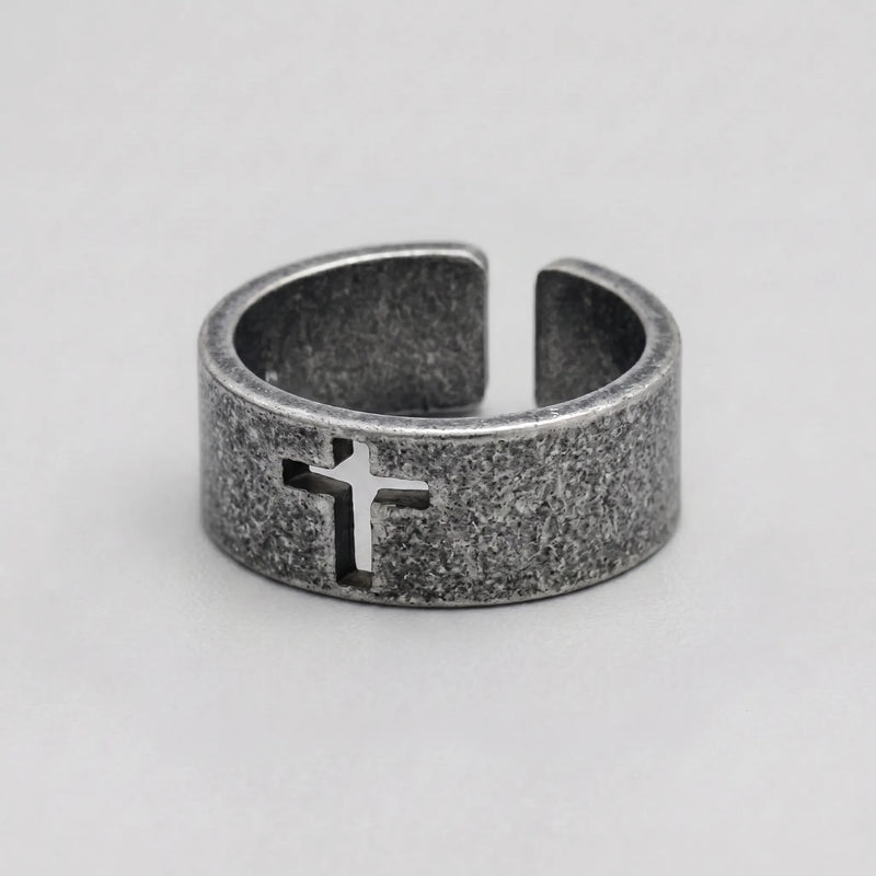Shadow Cross Cutout Open Band Ring