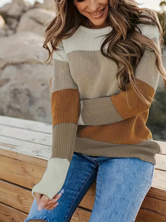 Delia® | Colorful knitted crew neck sweater