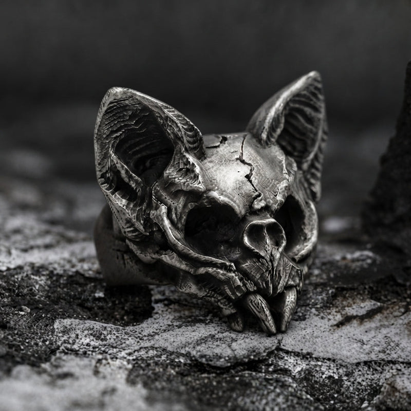 Calvarium Cat Skull Statement Ring