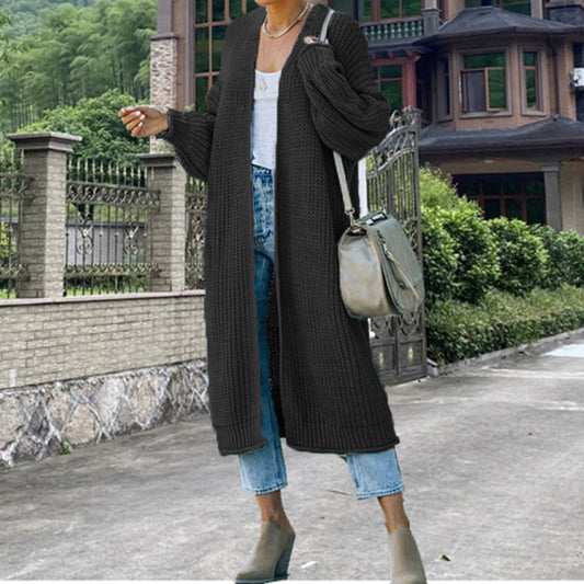 Vintage Long Sleeve Sweater Solid Color Cardigan elevenforest