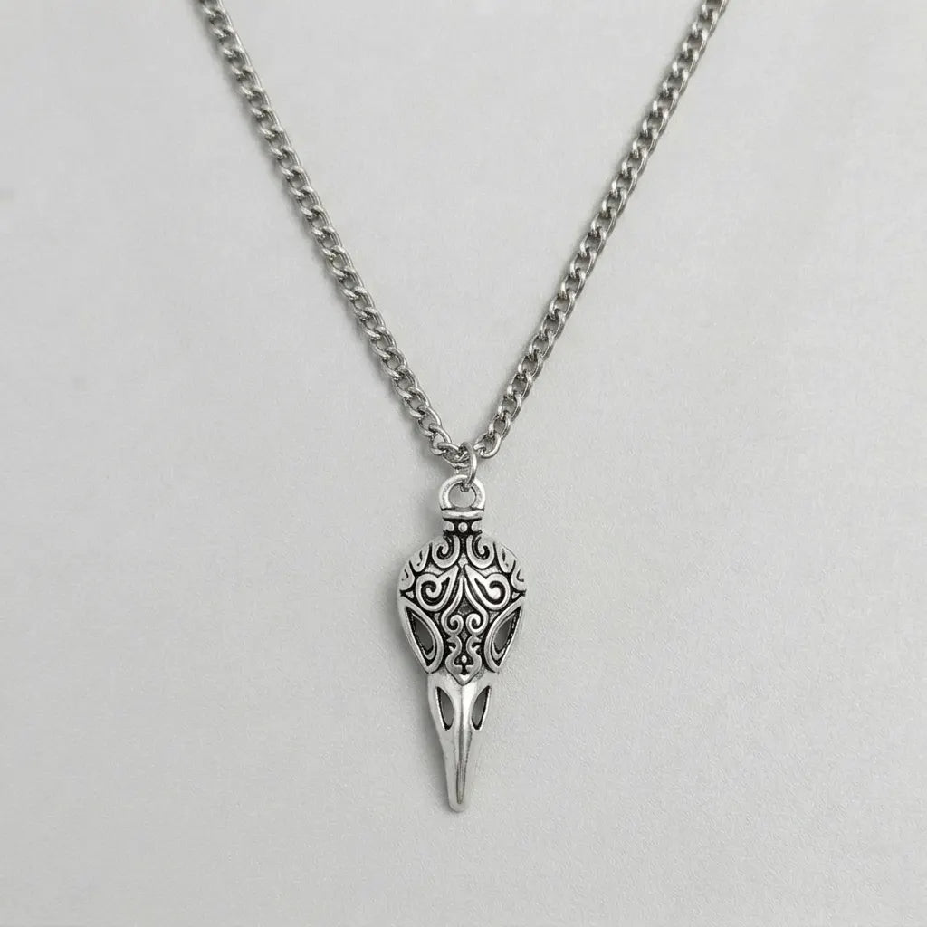 Filigree Crow Skull Gothic Pendant