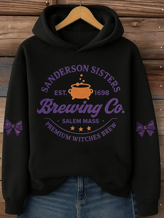 Women's Casual Halloween Graphic Print Warm Hoodie artswardrobe
