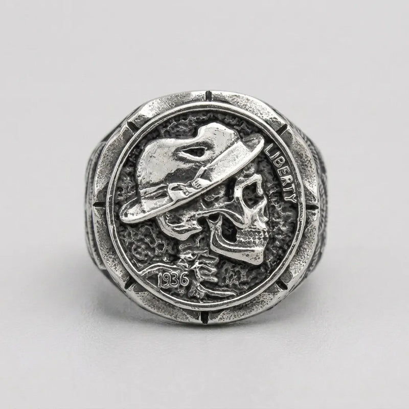 Hobo Nickel Skull Ring