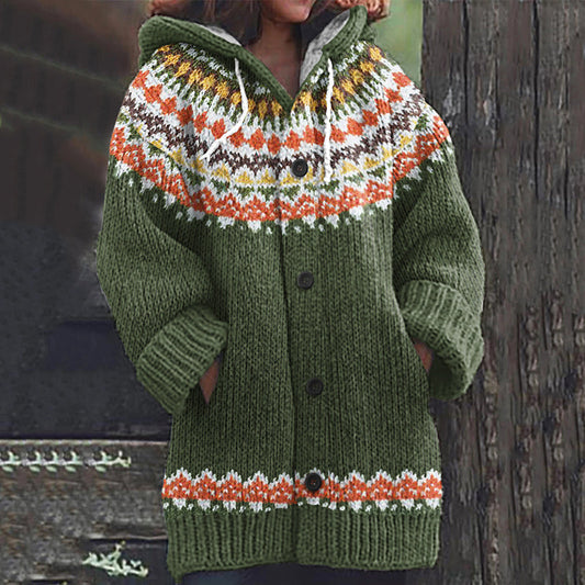 Vintage Warmth Knit Jacquard Warmth Print Women's Sweater elevenforest
