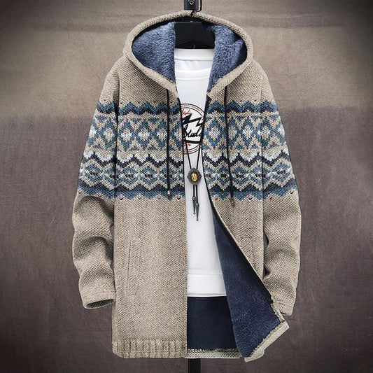 Vintage Geometric Jacquard Long-Sleeved Sweater Cardigan Coat elevenforest