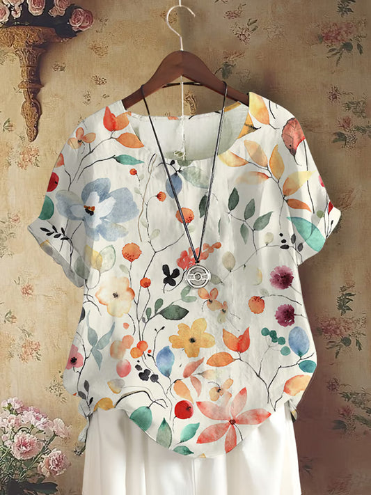 Women's Vintage Floral Print Button-down Casual Shirt artswardrobe