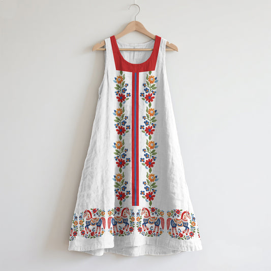 Vintage Swedish Art Linen Tank Dress artswardrobe