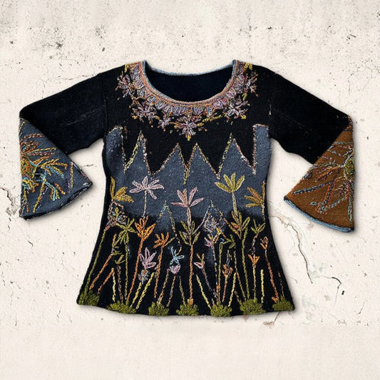 Women's Three-dimensional Multi-colored Plant-themed Casual Round-neck Sweater elevenforest