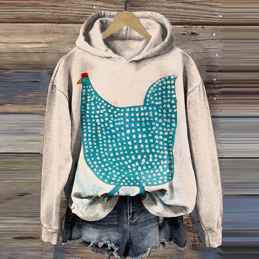 Comstylish Vintage Chicken Print Casual Sweatshirt