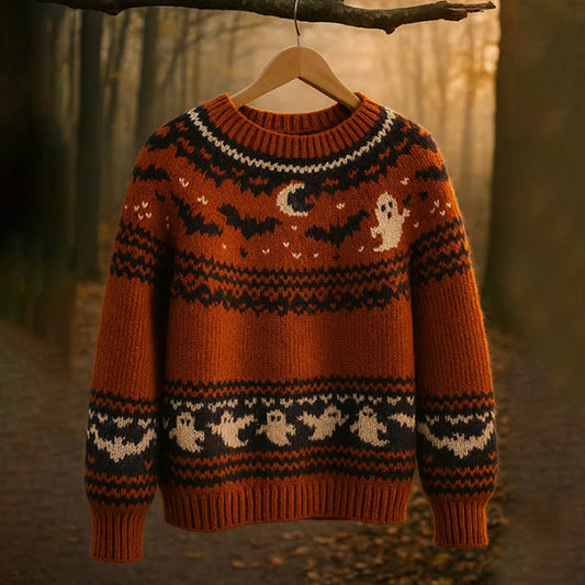Women's Retro Halloween Print Sweater elevenforest