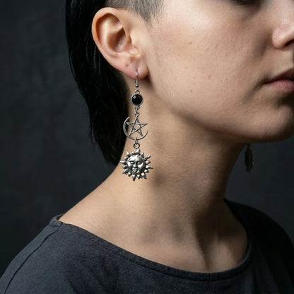 Mismatched Sun Moon Star Earrings