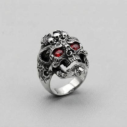 Antiqued Multi-Skull Ring