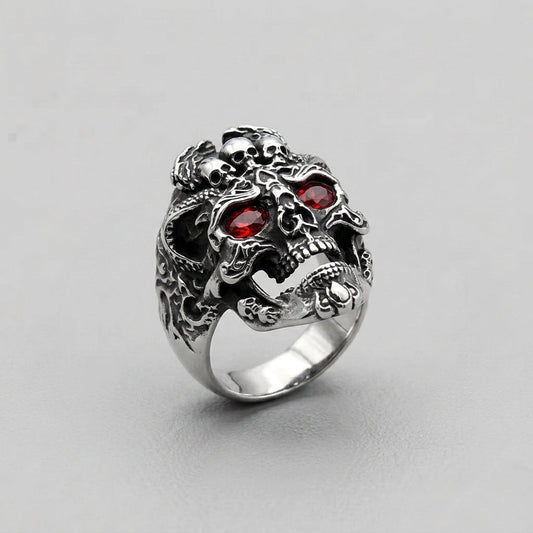 Antiqued Multi-Skull Ring