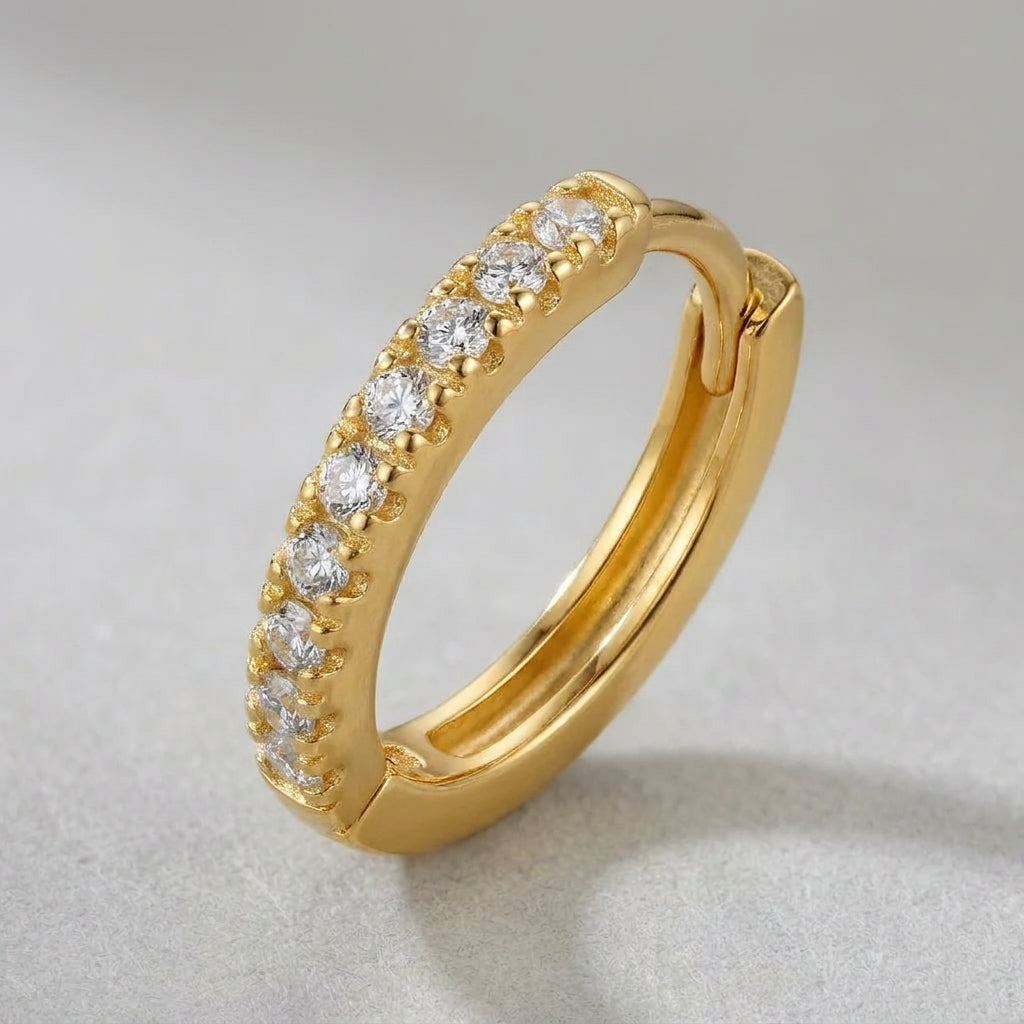 Gold Plated Crystal Pav�� Hoop Earrings
