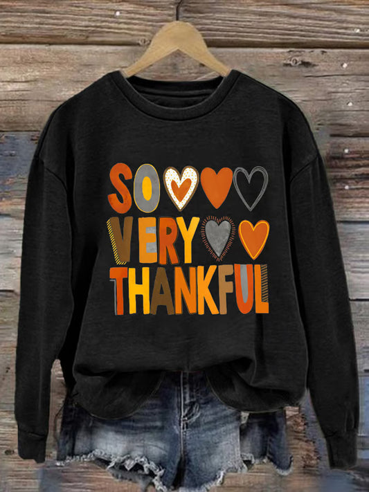 Women's So Very Thankful Print Sweatshirt artswardrobe