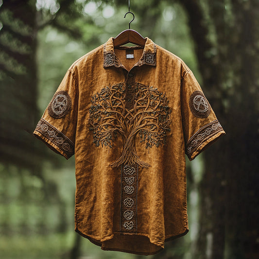Men's Viking Mythology Tree Of Life  Lapel Shirt artswardrobe